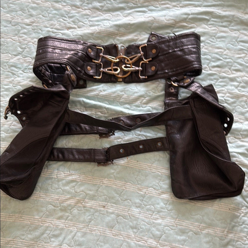 Black Belt with Gold-Toned Hardware and Decorative Elements